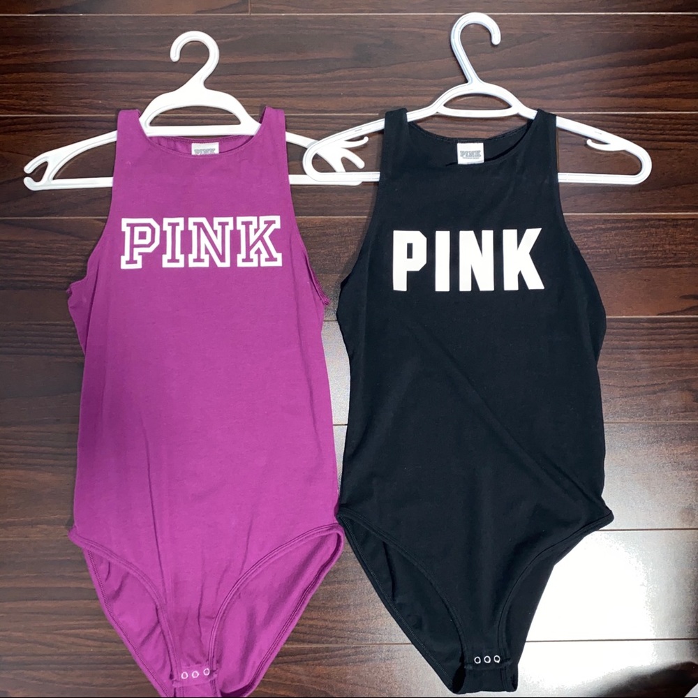 TWO VS PINK LOGO BODYSUITS